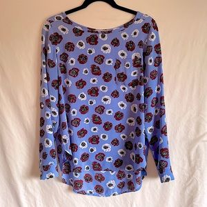 3/$15 *GUC* LOFT Blue, burgundy, & white flower print L/S blouse